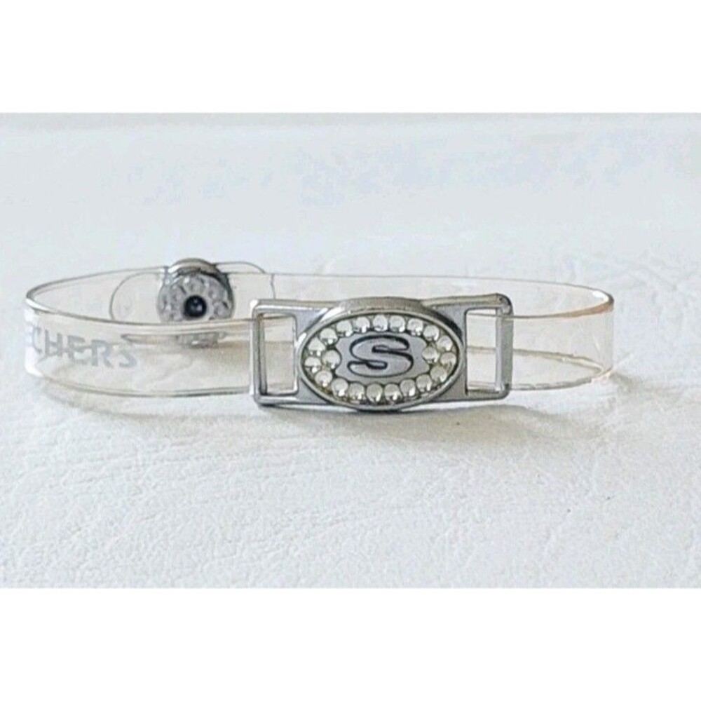 Vintage y2k Skechers Jelly Bracelet crystal logo on translucent band 7"